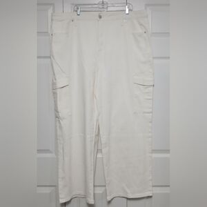 Terra & Sky Women's White Cargo Pants with Side Pockets